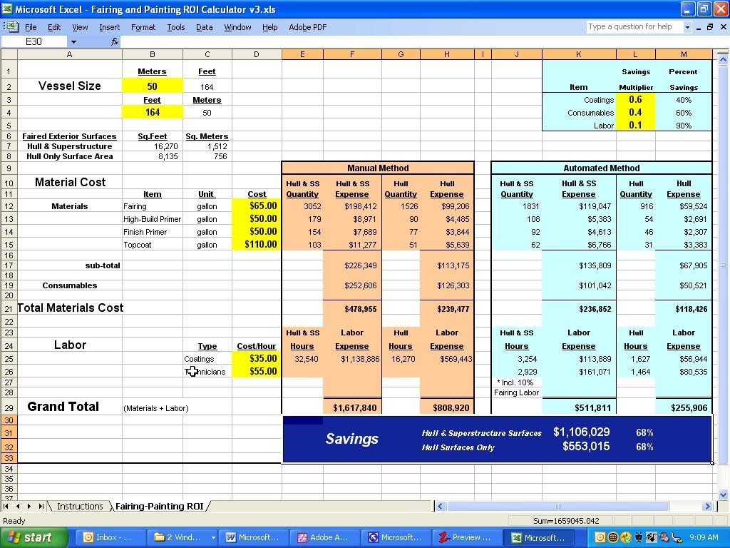 roi template excel free